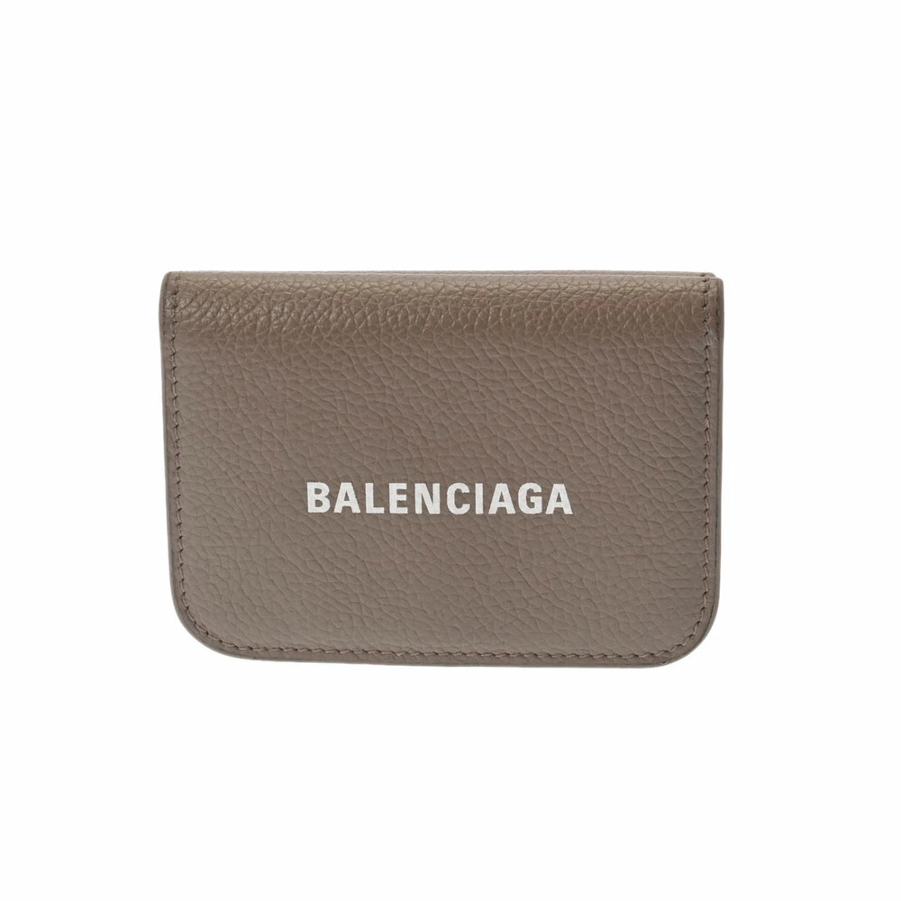 BALENCIAGA Cash Wallet Gray Leather Tri fold